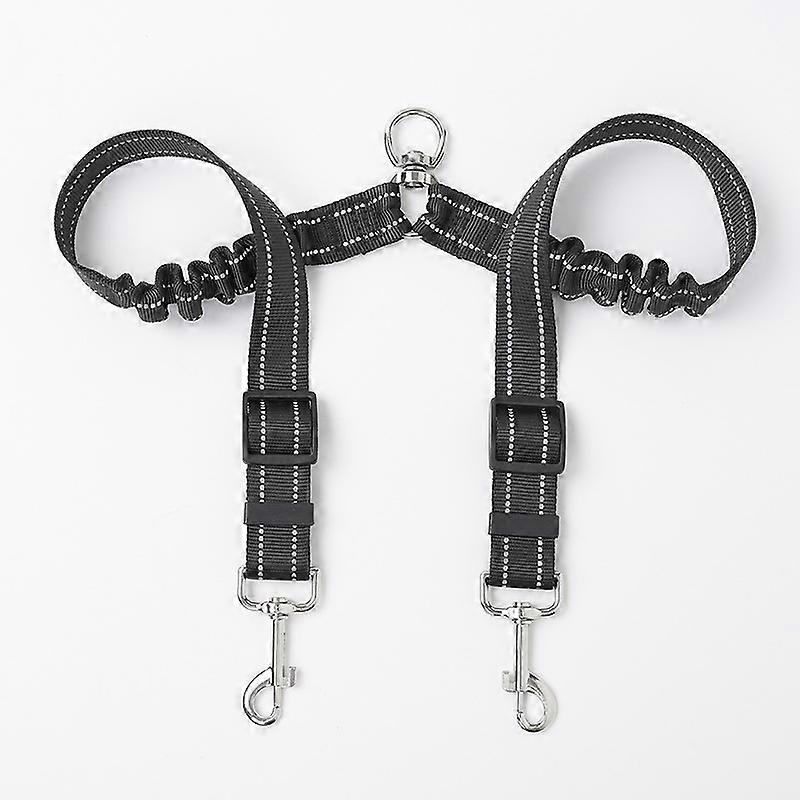 1pcs Double Head Reflective Pet Traction Rope - Black