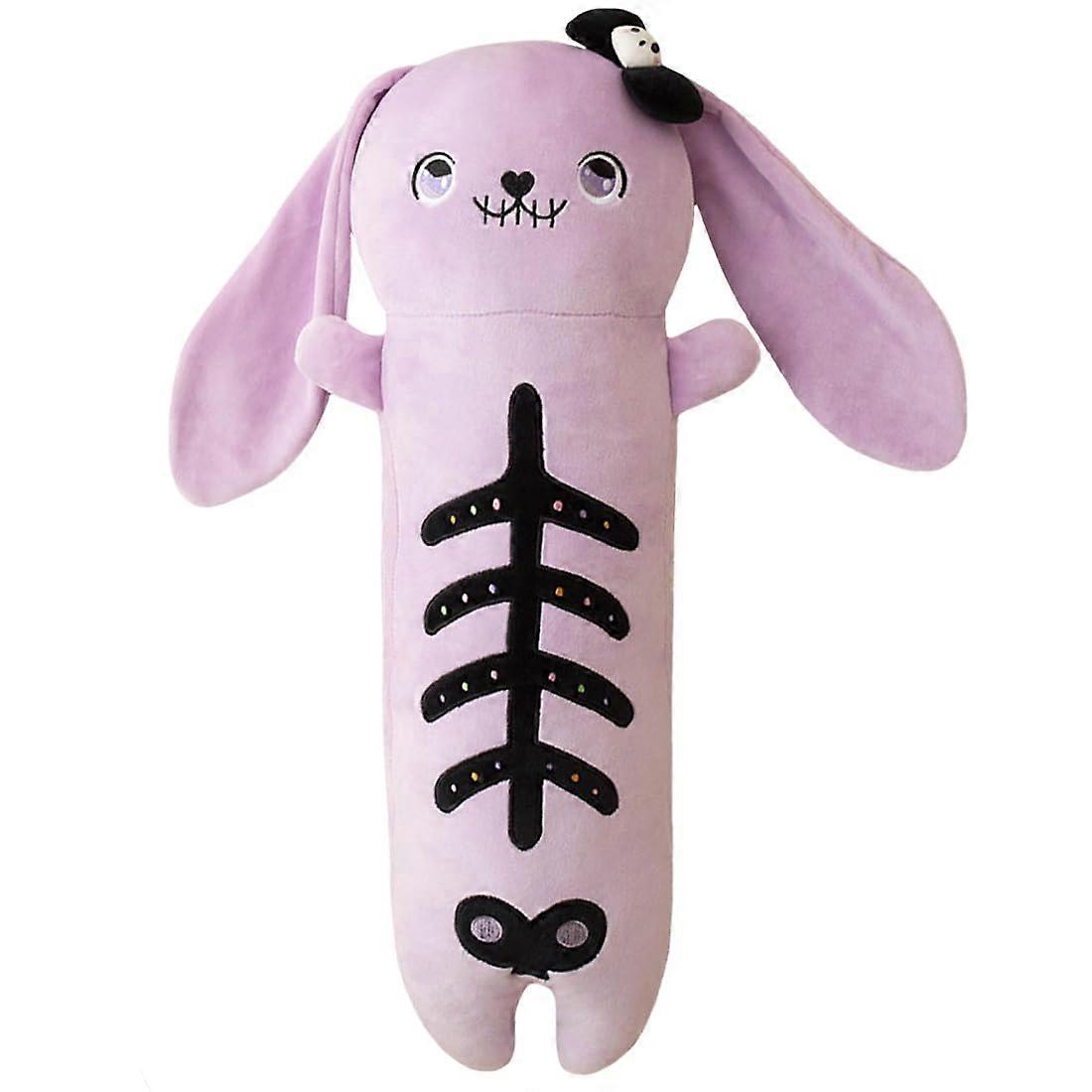 23.6" Gothic Skeleton Rabbit Plush Pillow, Halloween Easter Stuffed Animal Decor, Soft Material, Unique Design