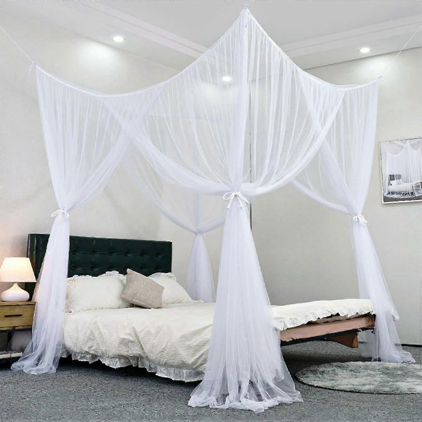 Mosquito Net Bed,Universal Mosquito Net,4-Door Mosquito Net,for Most Types of Bed-White