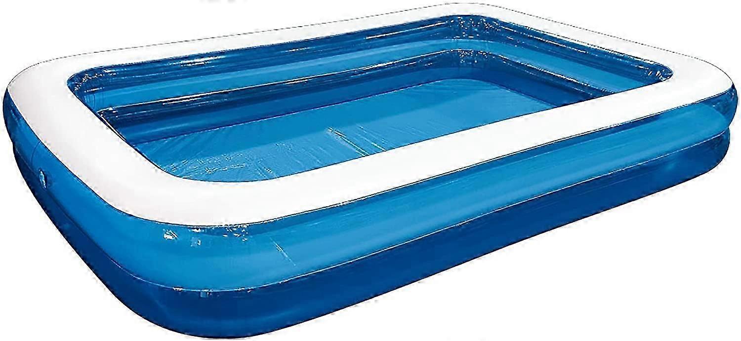 Inflatable Swimming Pools Outdoor Garden Lawn Ground Set Rectangular Swimming Pool Blue (L 103 in W 69 in H 20 in)