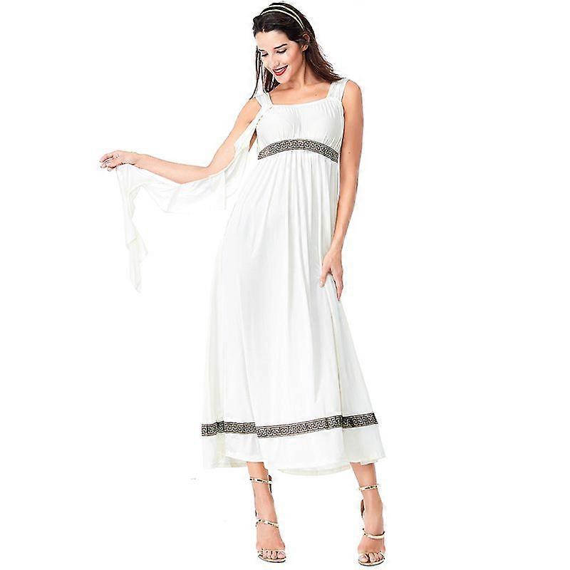 Halloween Costume Female Greek Goddess Cosplay Arabian Medieval Ancient Roman Couple White Dress