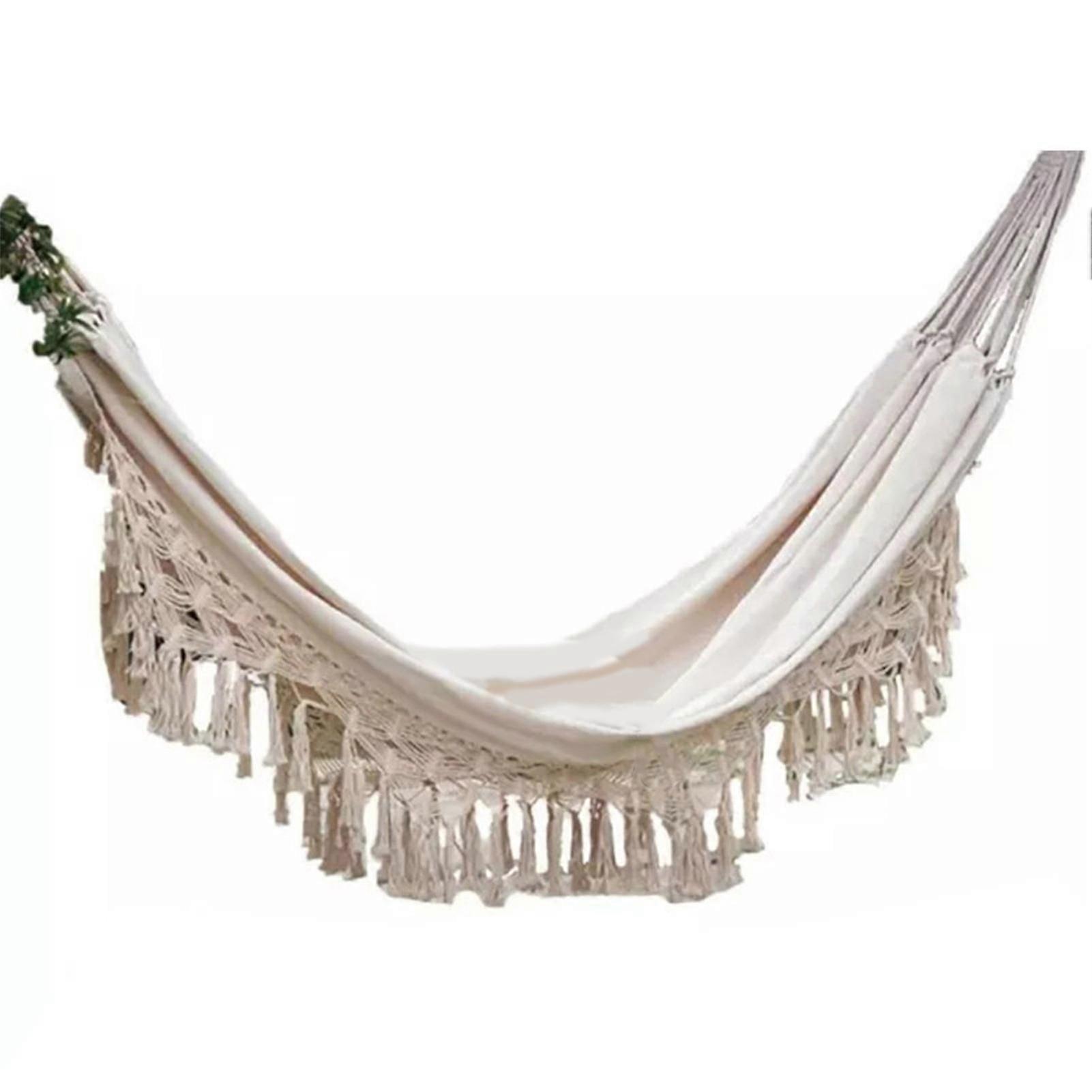 Deluxe Doppia Amaca Swing Chair New Large 2 Person Hammock Boho 2x1.5m Brazilian Macrame Fringed