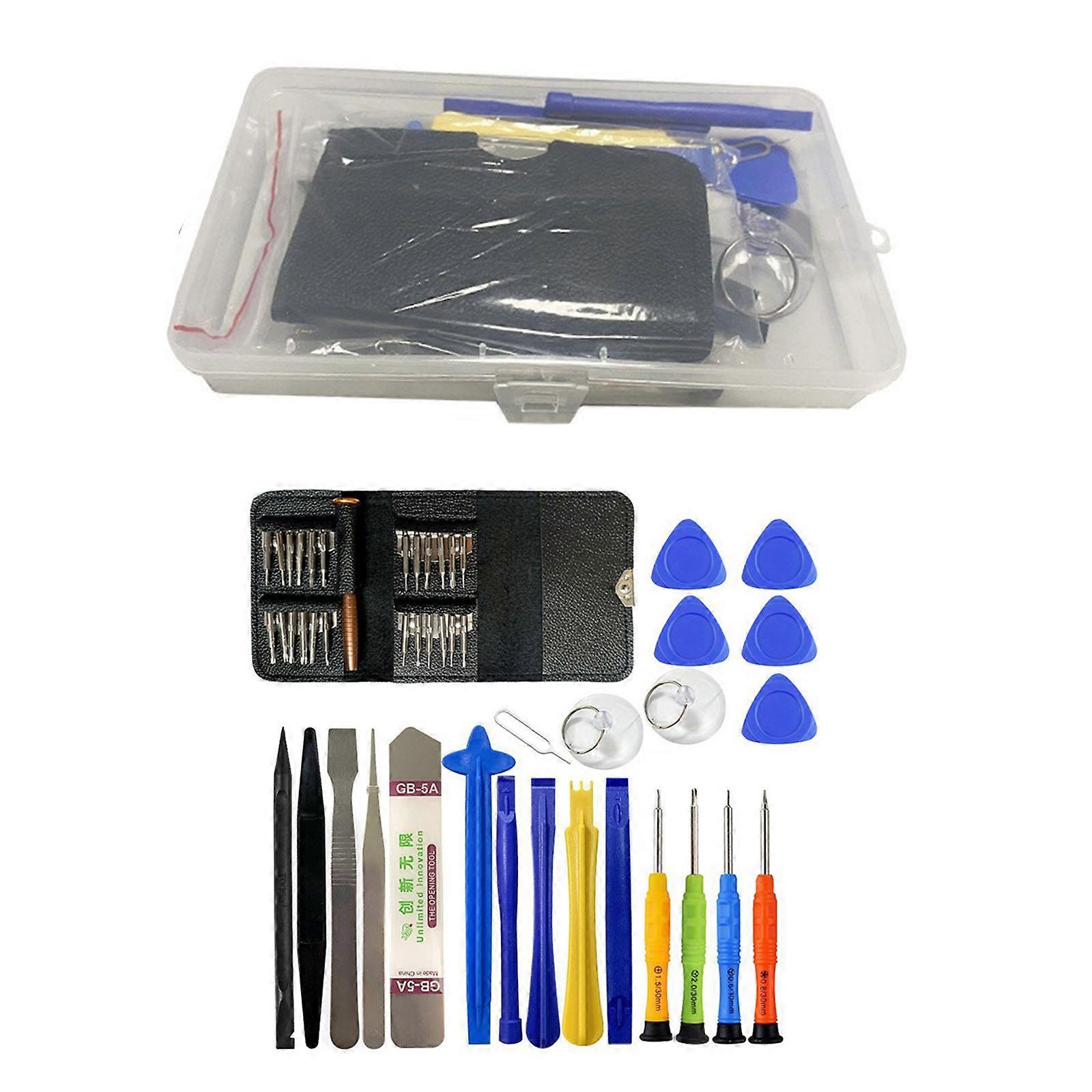 Professional 47-in-1 Disassembly Tool Kit with ESD Tweezers and Anti-Static Wrist Strap - Portable Bag for Tablet and La