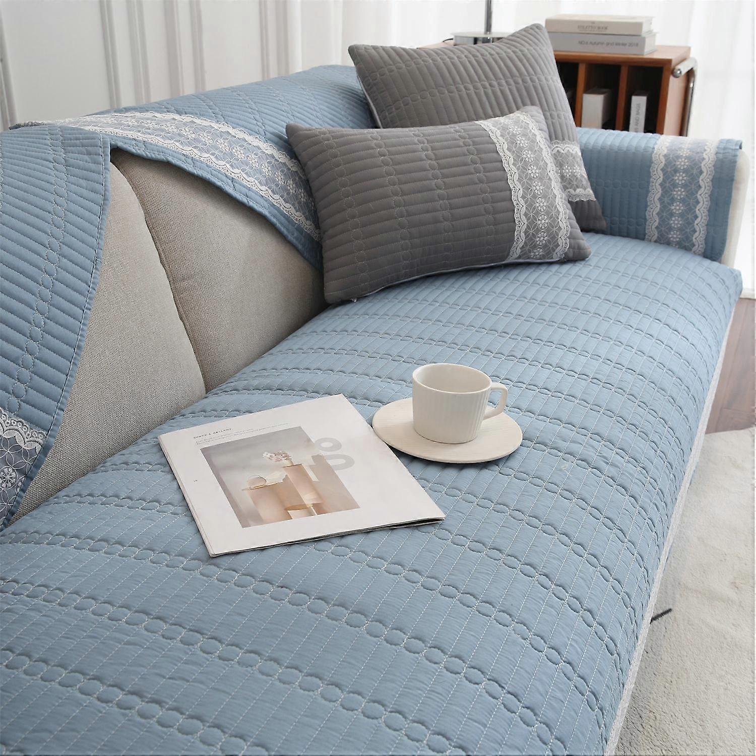 Lace Decorated Non-slip Sofa Cover Couch Seat Protector Chaise Four Season Universal Sofa Cushion Towel 1/2/3/4-seater