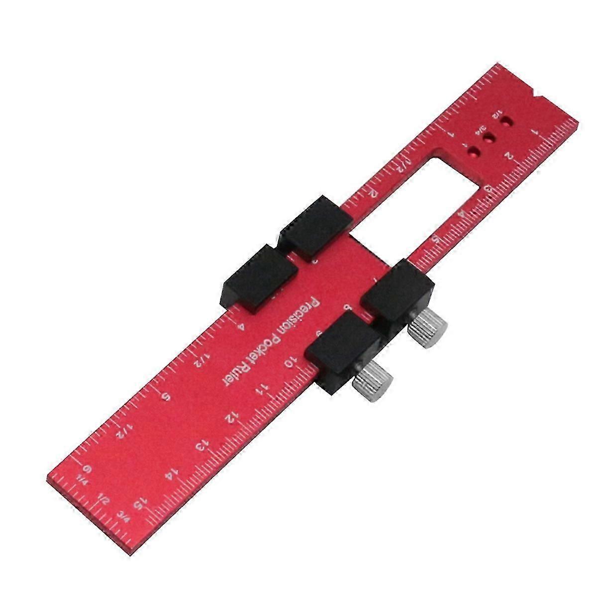 Woodworking Tools Ruler - Pocket Ruler Layout Tool Aluminum Precision Ruler with -Track Metal Slide Stops 160mm