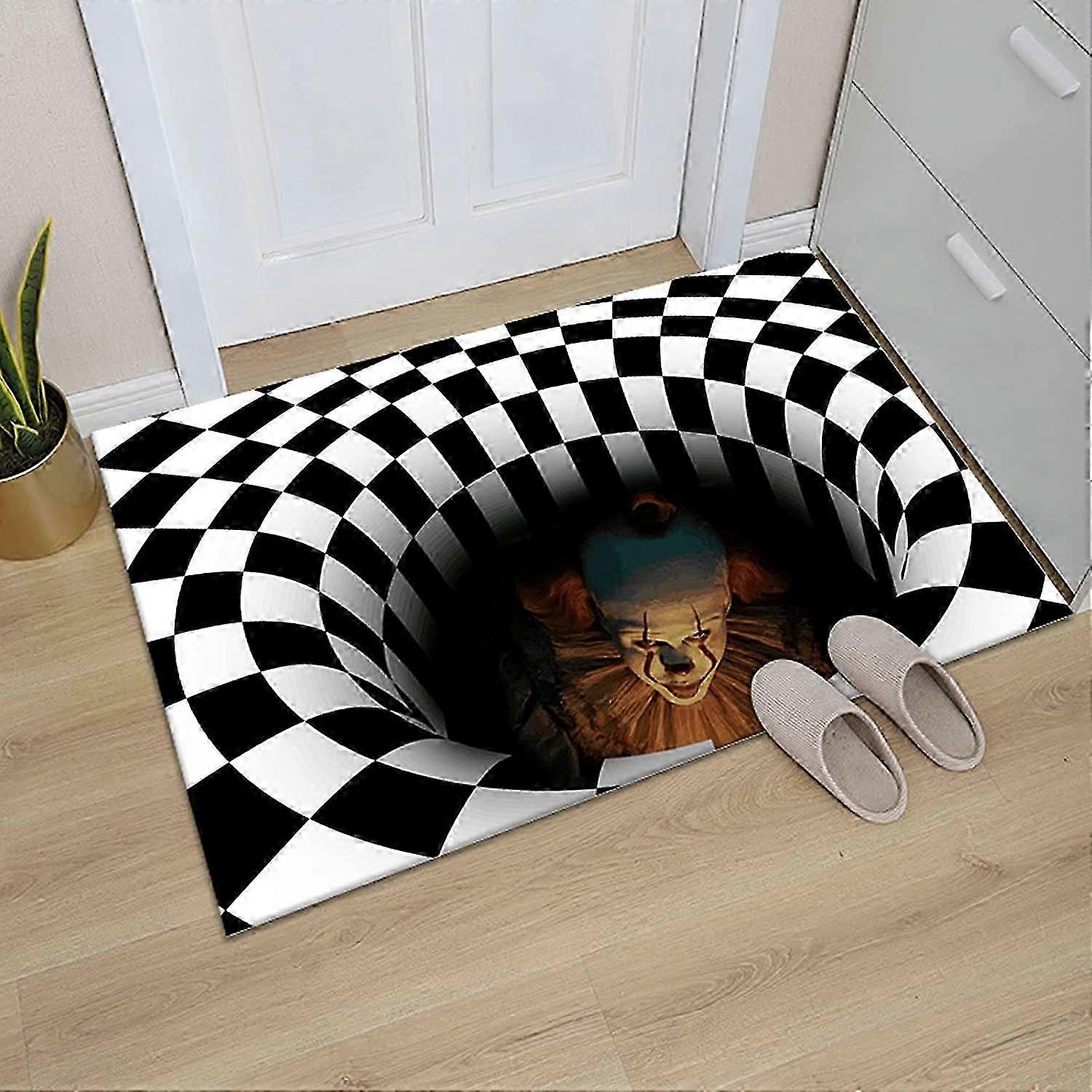 3D Optical Illusion Carpet, Clown Trap Pattern Non-Slip Rectangular Carpet, Horror Soft Carpet(50*80cm)