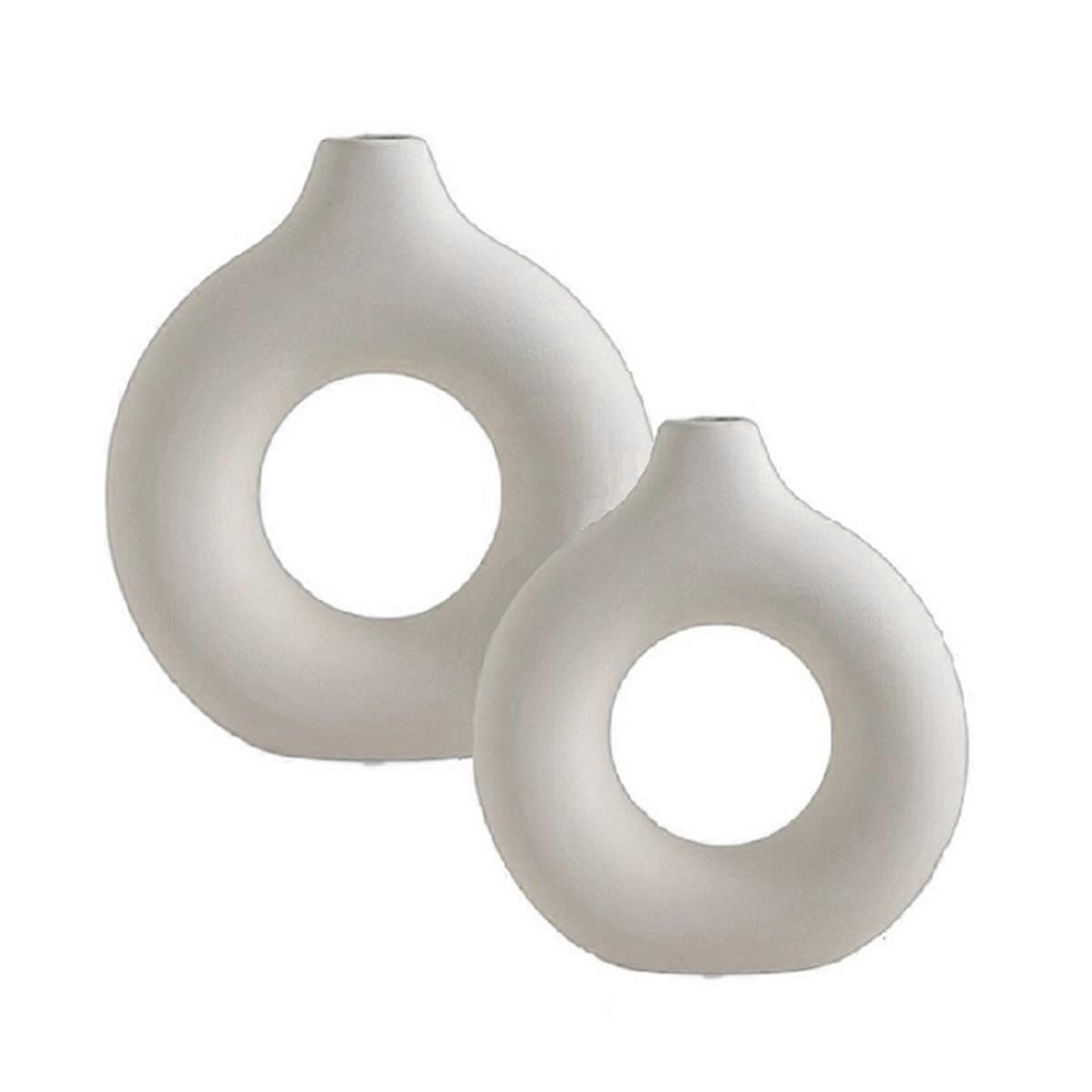 Pure white plastic vase Imitation ceramic decoration Small + Medium