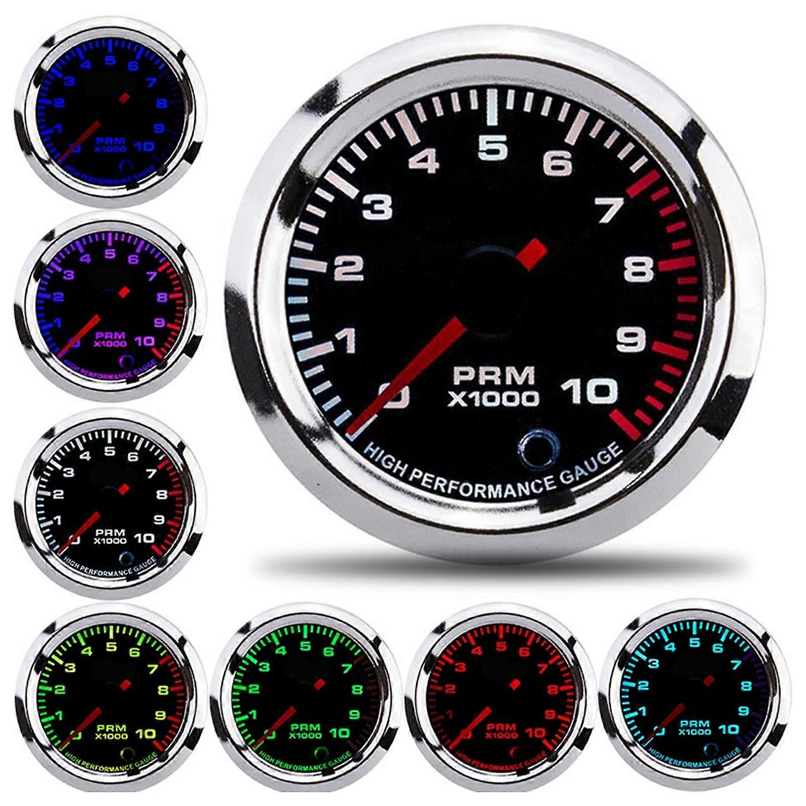 Universal 7-color 52mm/2in Tachometer, Measuring Range: 0-10,000 RPM