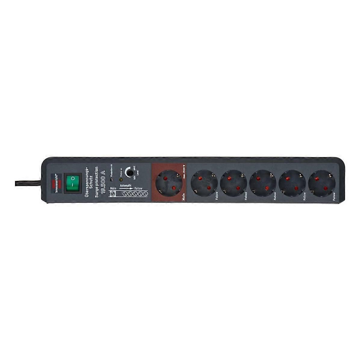 Prise multiprise avec protection contre les surtensions avec 6 prises Secure-Tec 3m, gris anthracite