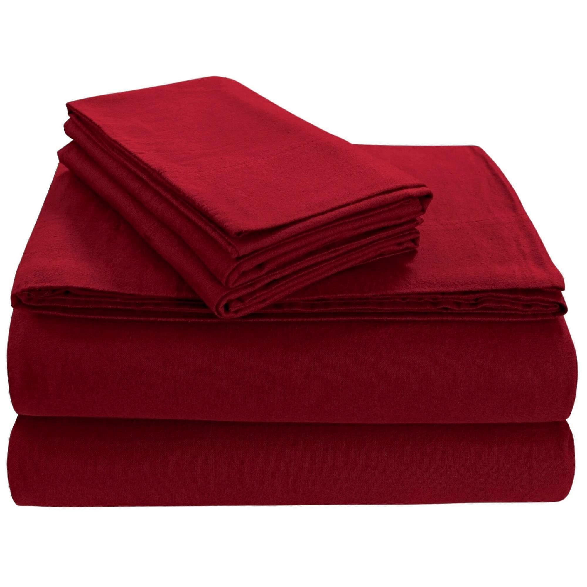 Luxury Solid Flannel Deep Pocket Sheet Set for Queen Size Bed