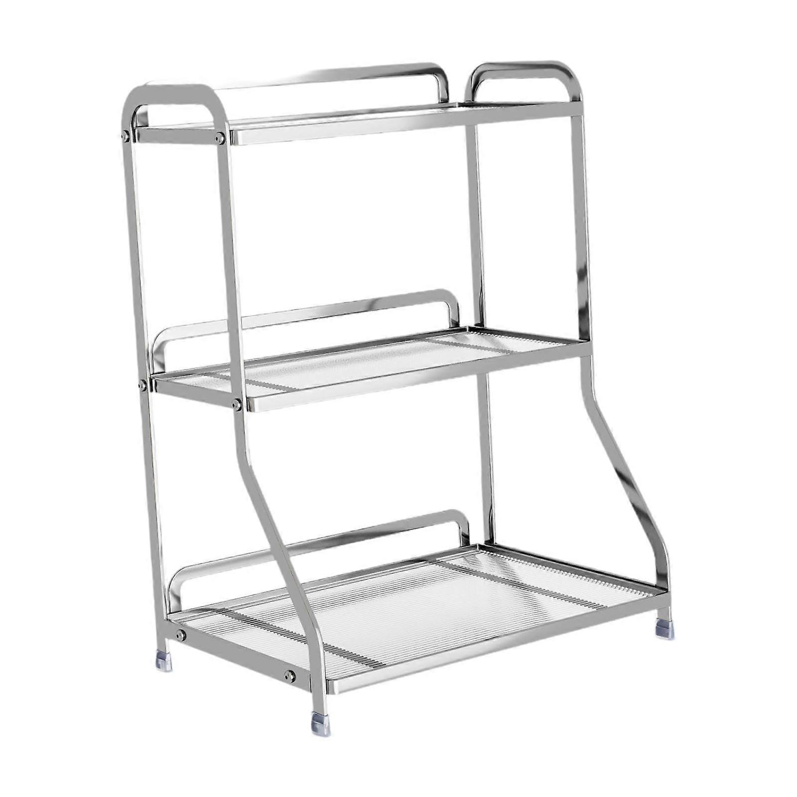 Three Layer Counter Organizer for Bathroom Sink Countertop in Sliver