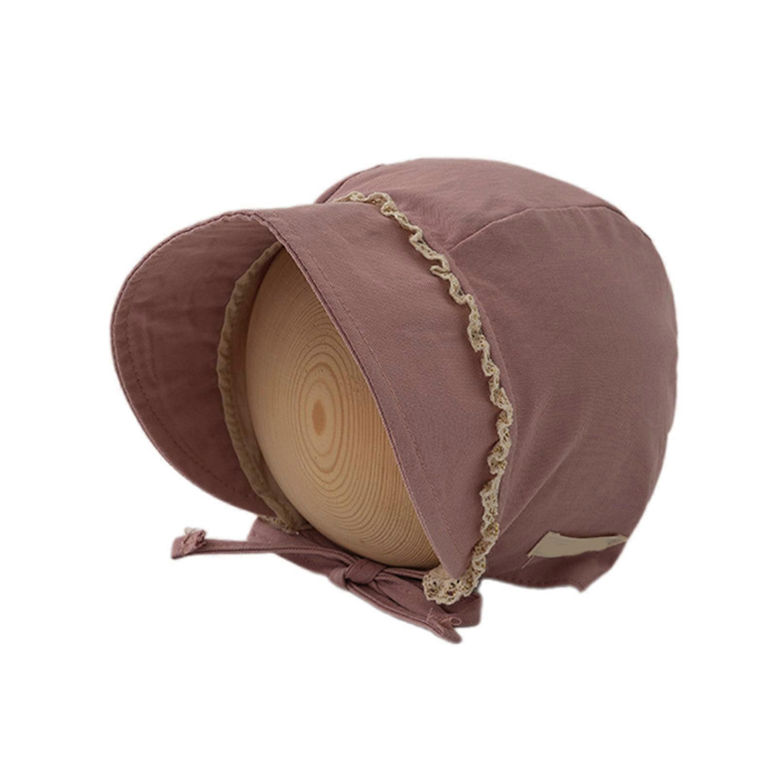 Cotton Baby Hat Wide Brimmed Soft & Breathable Ear Protections Bonnet Caps Spring Summer Girls Sun Hat for Photography  Pink