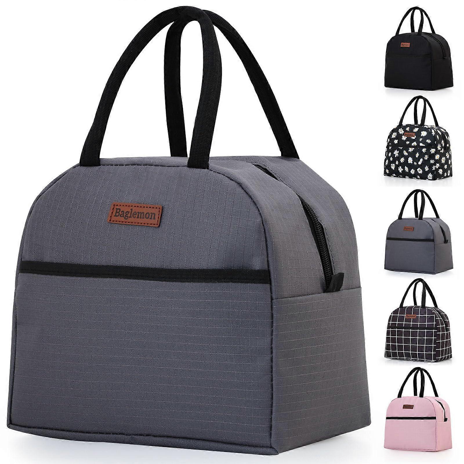 Insulated Lunch Bag for Men, High-Capacity Lunch Tote for Work and Picnics, Reusable Gray Lunch Container