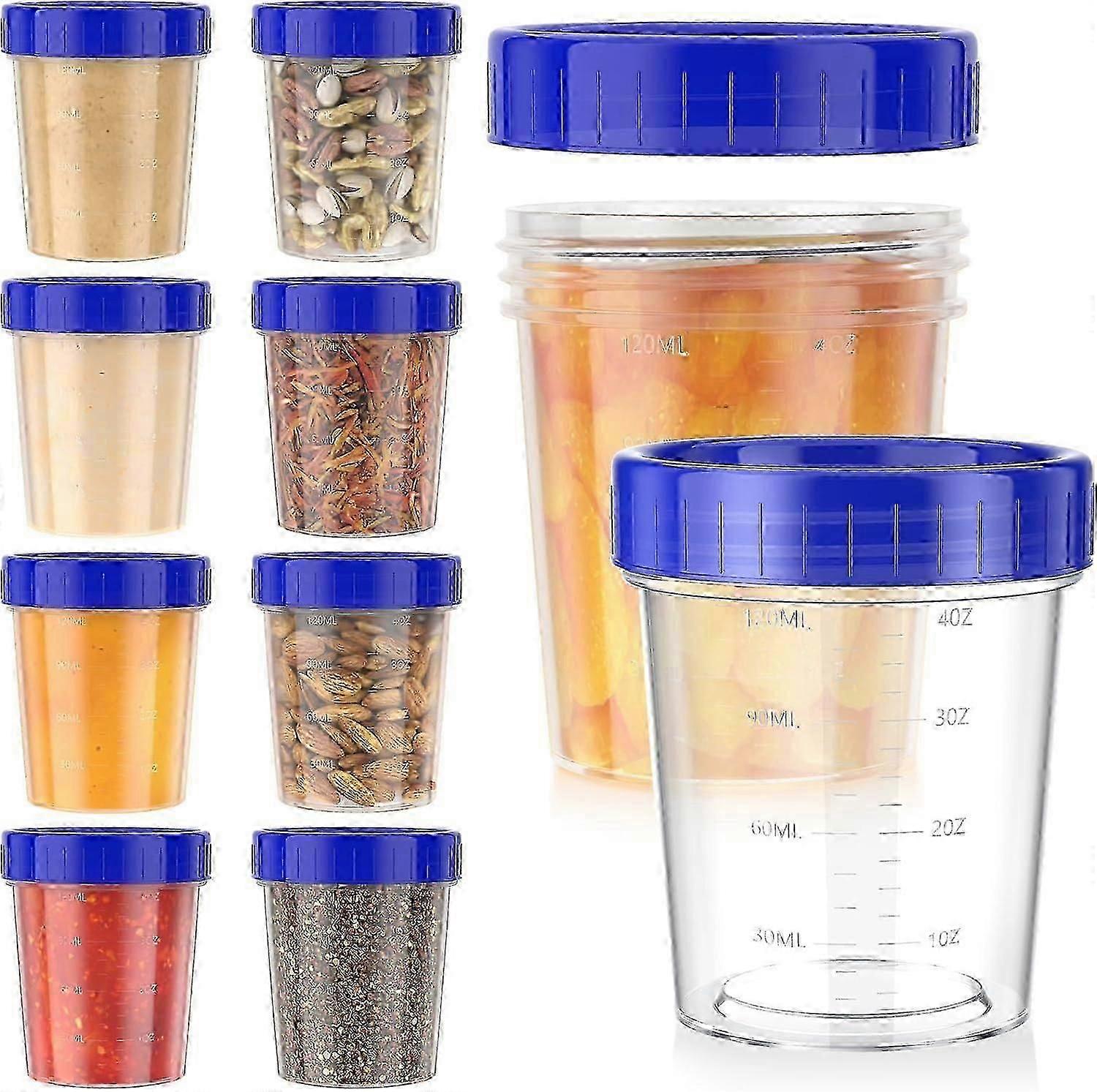 10 Salad Dressing Containers, Small Containers with Lids, Leakproof Condiment Containers, 4 oz.