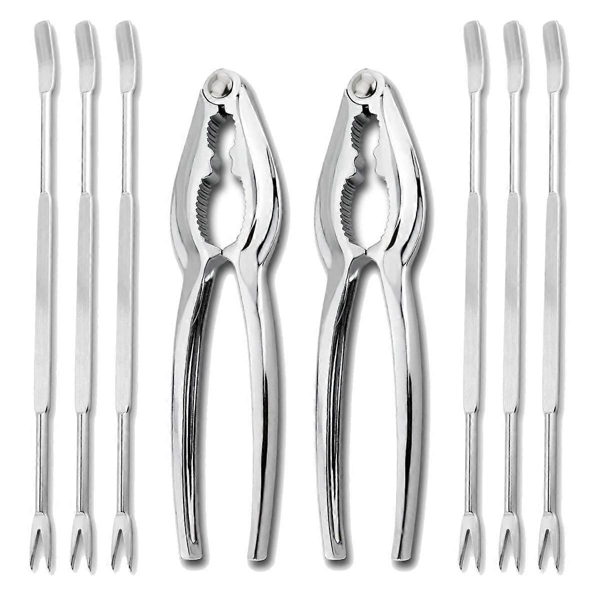 8 Piece Seafood Tool Kit, Stainless Steel Crab Leg Cracker and Forks Nut Cracker Set Shellfish Shell