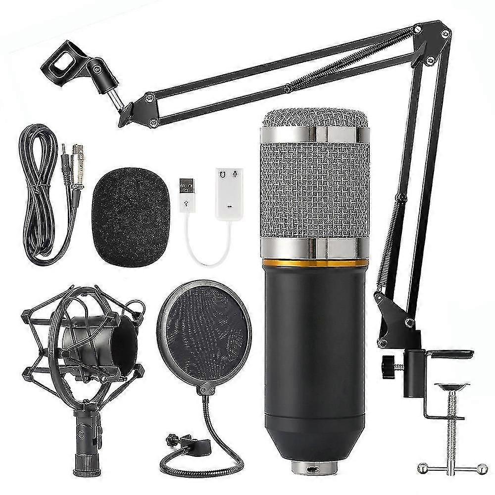 Condenser Microphone Set, Professional Table Studio Microphone With Arm Stand & Holder, Large Diaphragm Streaming Mic Kit For Pc, Recording, Podcast
