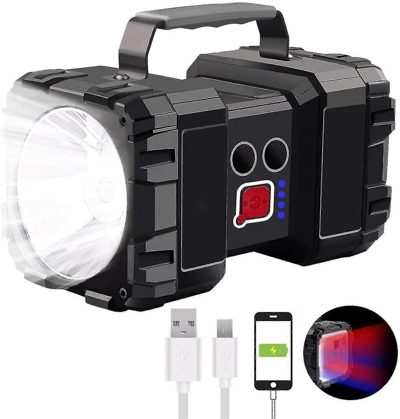Rechargeable Spotlight Flashlight, 6000lumen Super Bright Led Spotlight Flashlight Searchlight