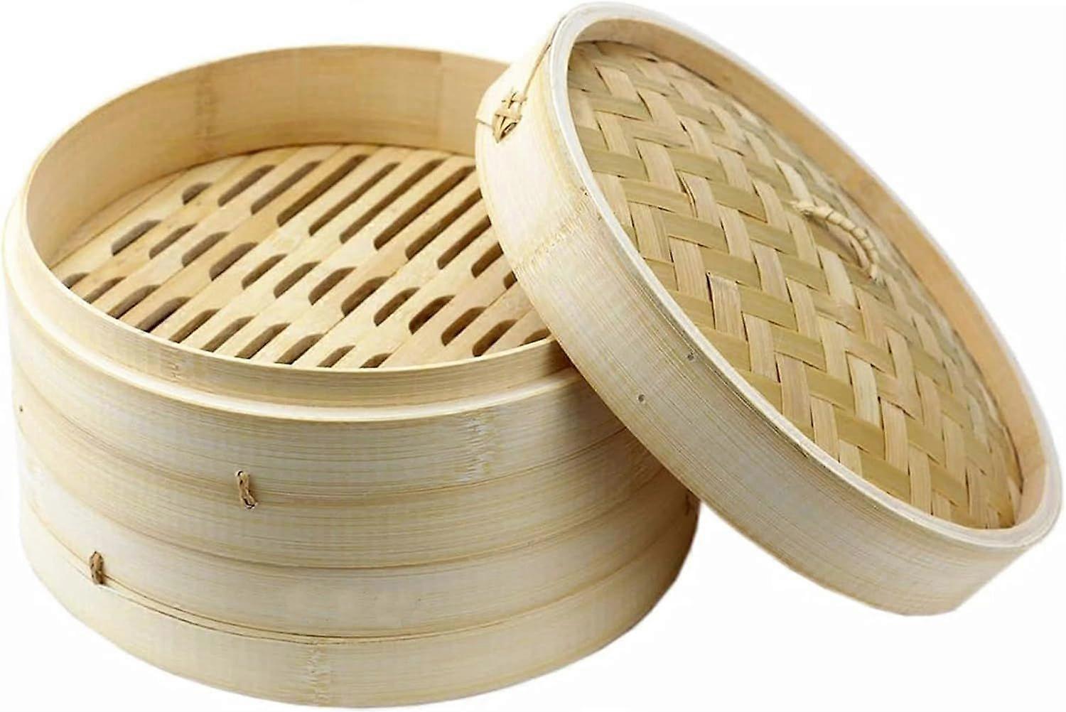 Large Chinese Bamboo Steamer Steaming Basket for Vegetable Seafood Dim Sum Dumpling Bun Egg