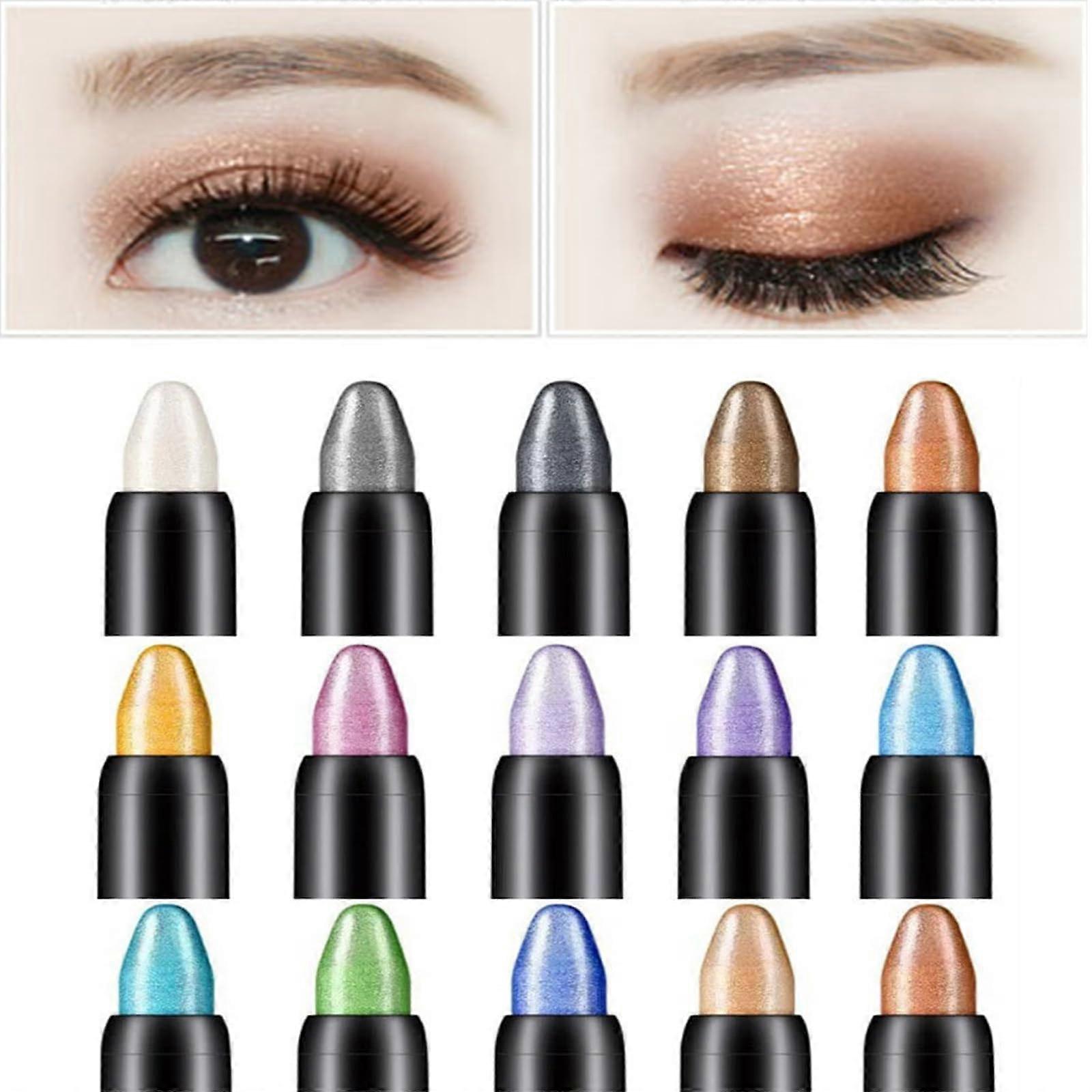 15Pcs Cream Eyeshadow Sticks Set, Glitter Long Lasting Gold