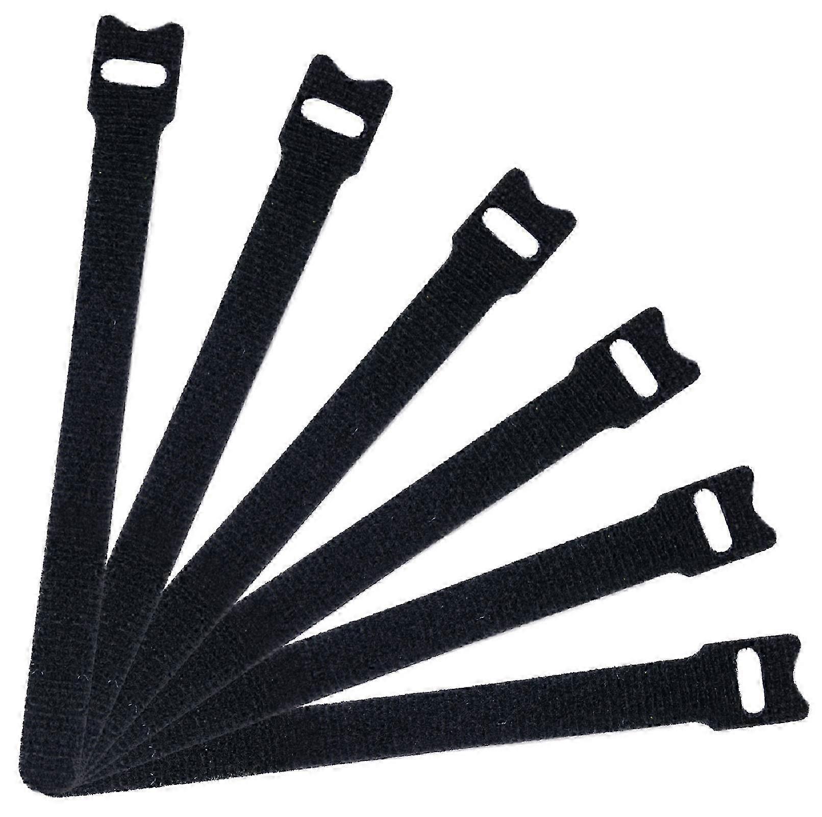 50pcs Reusable Fastening Cable Ties Microfiber Cloth Hook And Loop Cord Ties  Black