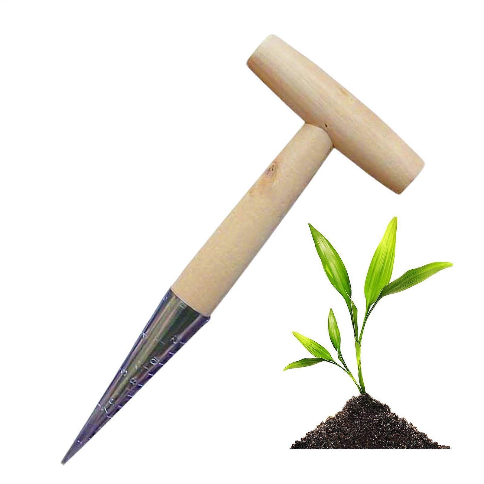 T-Handle Planting Dibber Manual Seed Hole Digger for Plants Garden Tool Tomatoes Cucumbers Carrots