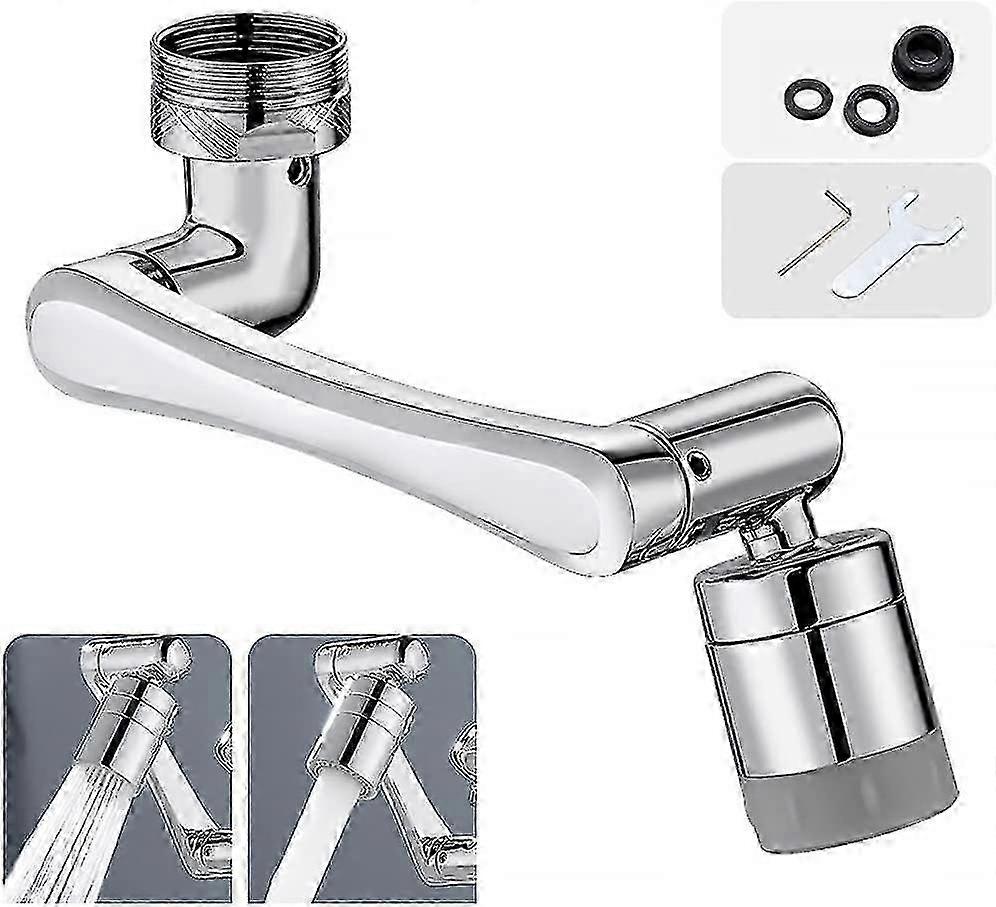 Jinyi 2-Mode Rotating Faucet Extender for Kitchen Bathroom (Silver)