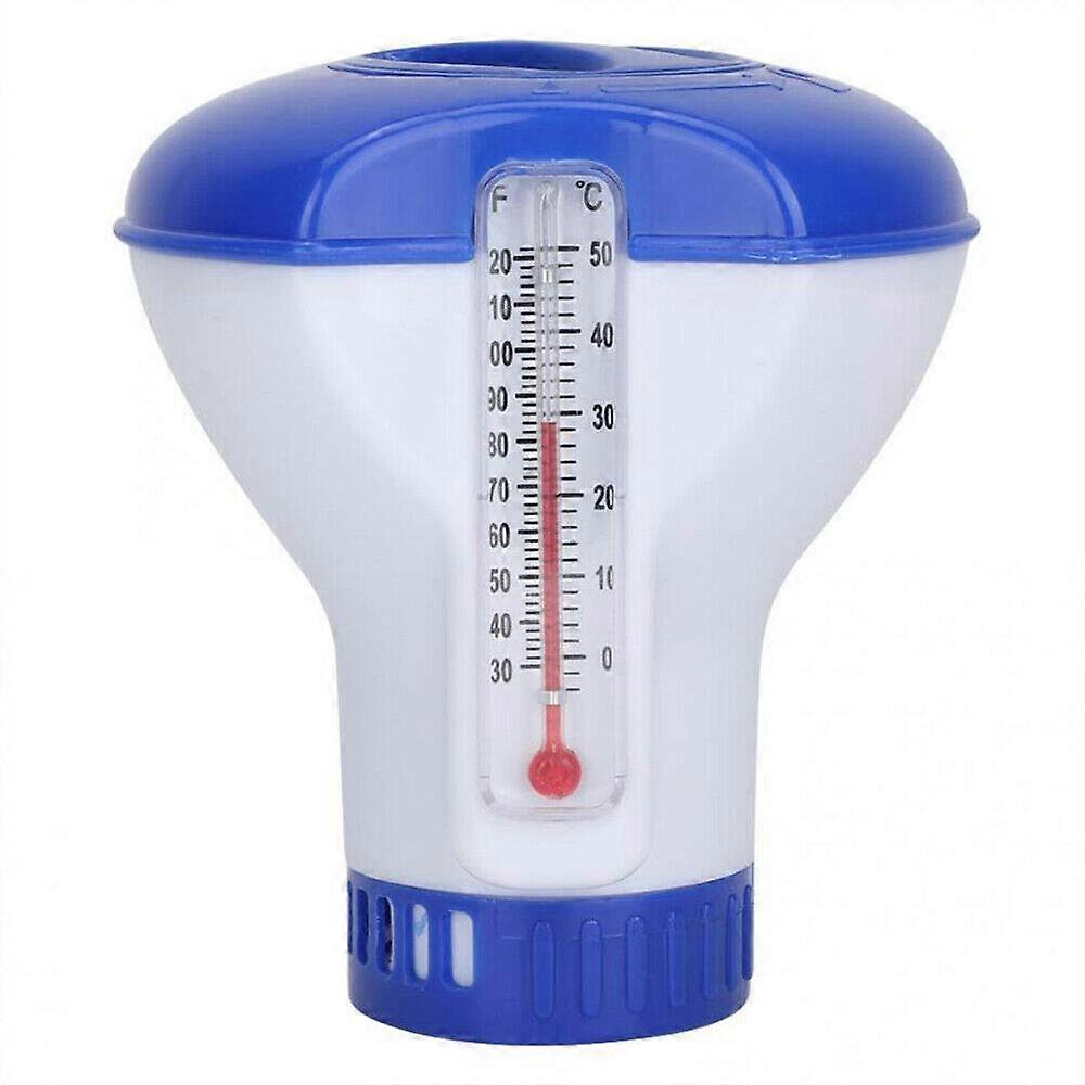 Pool Dosing Float With Thermometer, 5-Inch Chlorine Dosing Float, Floating Dispenser With Adjustable Ventilation Holes (A)