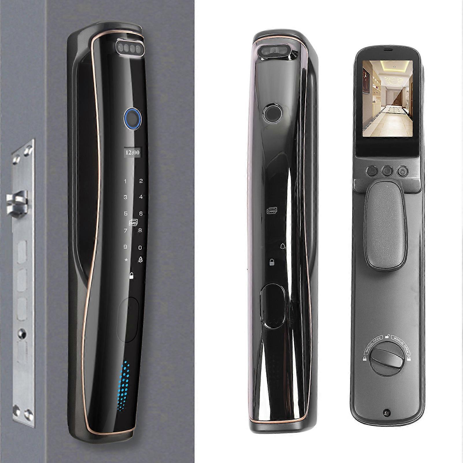 3D Face Recognition Door Lock Fingerprint Card App Key Unlock Smart WiFi Keyless Entry Door Lock for Home Hotel Office Bedroom for Tuya 