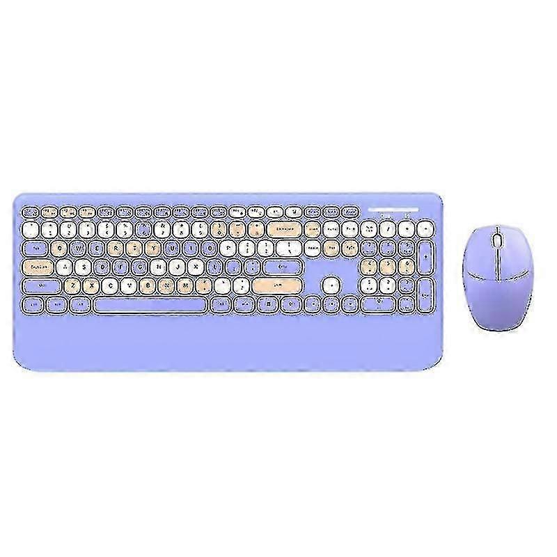 Wireless 2.4ghz Keyboard And Mouse Combination Retro Round Keycap Cute Keyboard