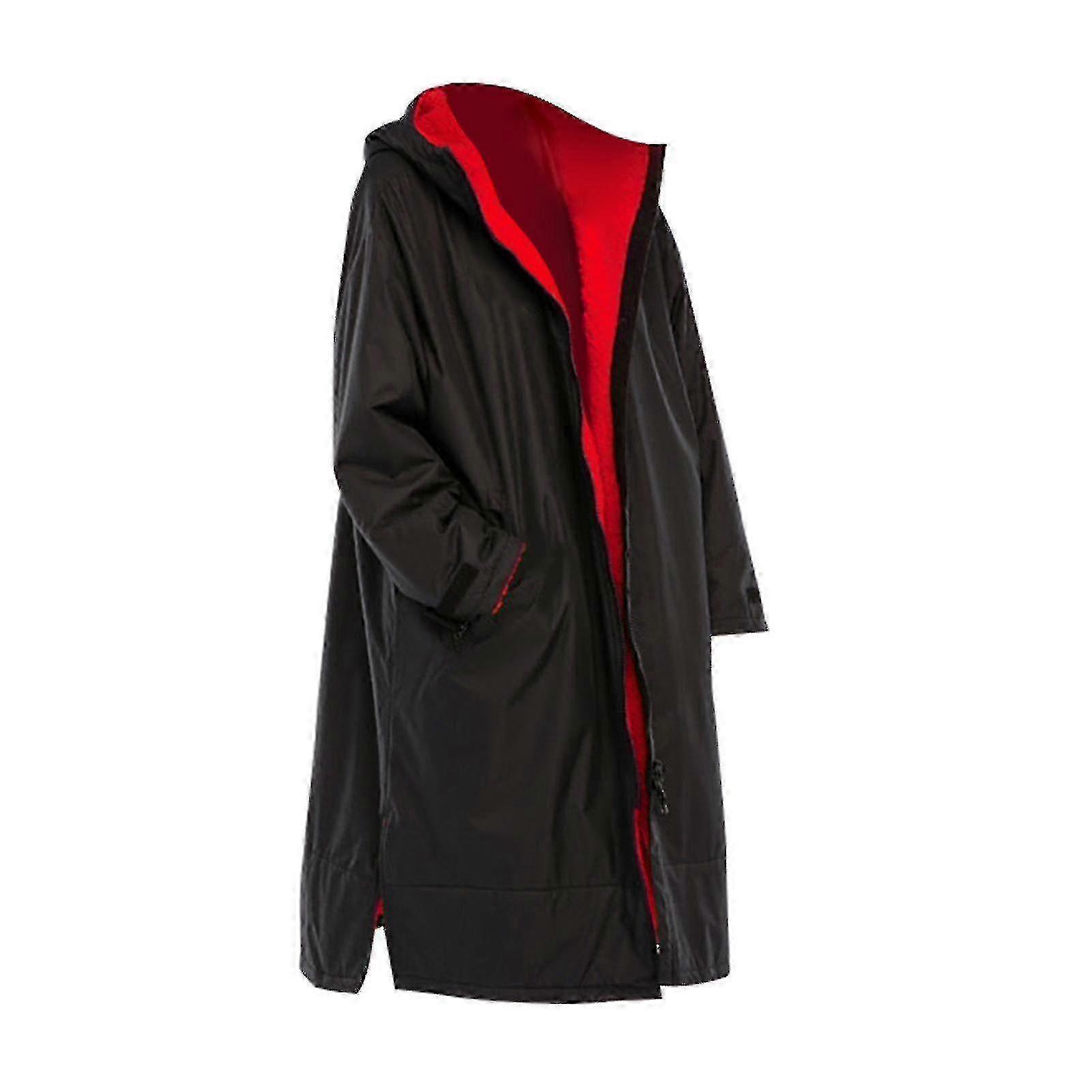 Giacca da esterno impermeabile con cappuccio Surf Changing Robe per uomo e donna, nero e rosso