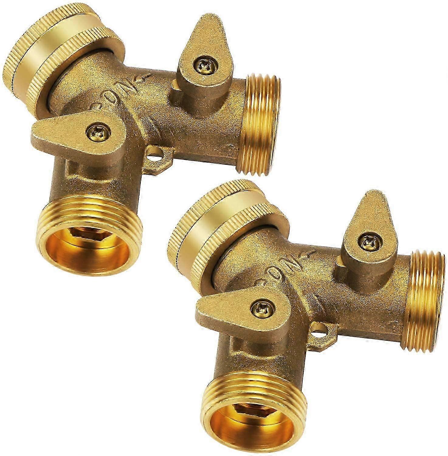 2 Pcs 2 Way Y Splitter For Double Washing Machine Faucet Supply Hose, 3/4 Inch For Connecting 2