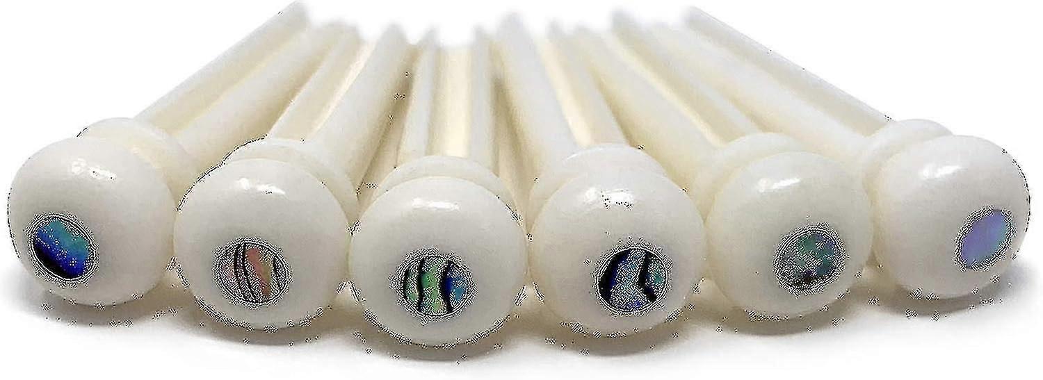 Pure Bone Bridge Pins with Abalone Dot Inlay for 6 & 12 String Acoustic Guitars