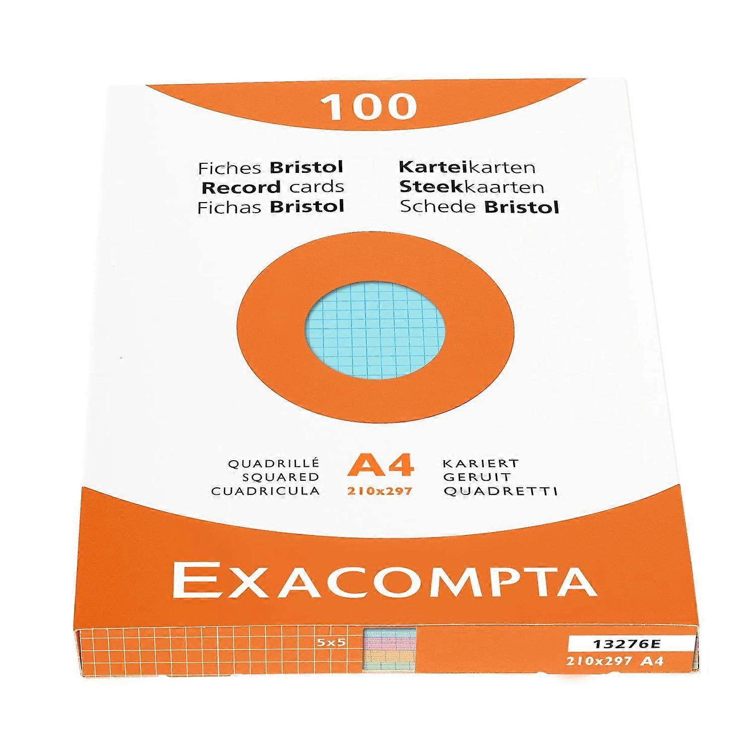 Exacompta 13276E Pk 100 Exa Record Cards 210x297 5/5 Ast - Assorted colours