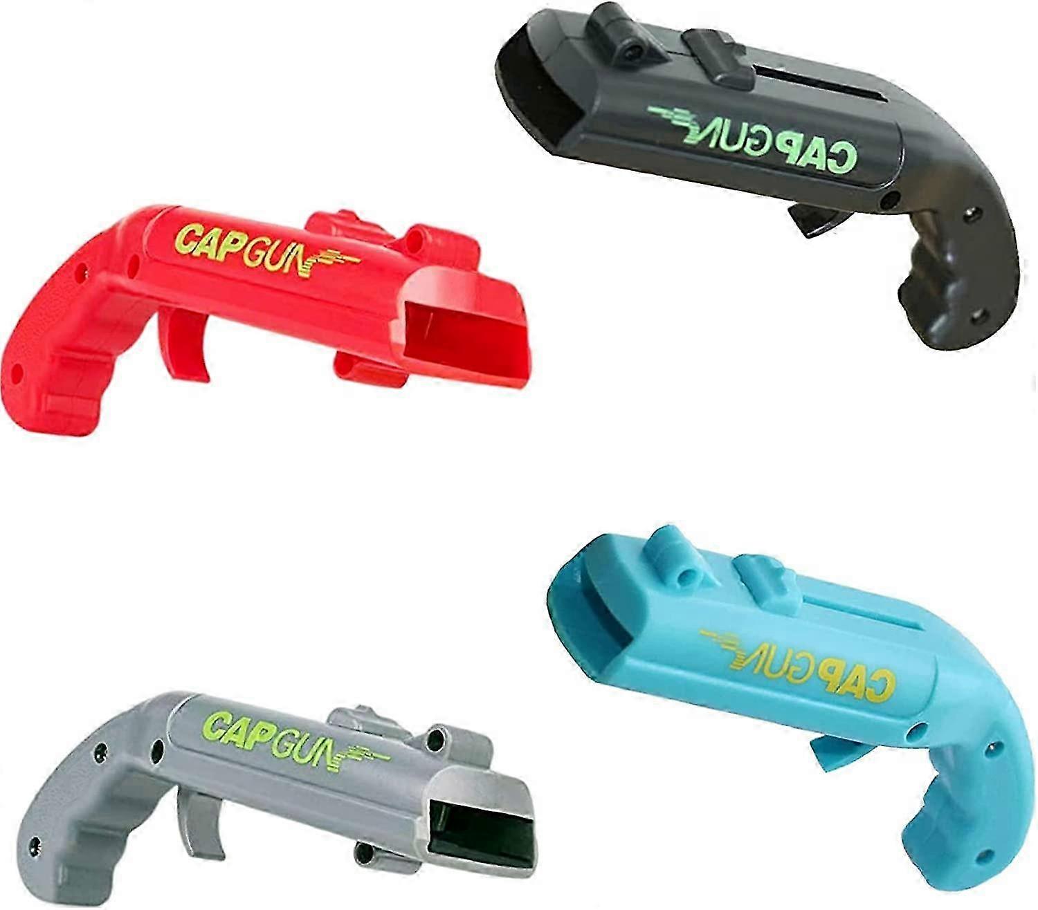 Funny Cap Gun Style Beer Bottle Opener, Set of 4 Bottle Top Launchers for Fun Drinking Experiences