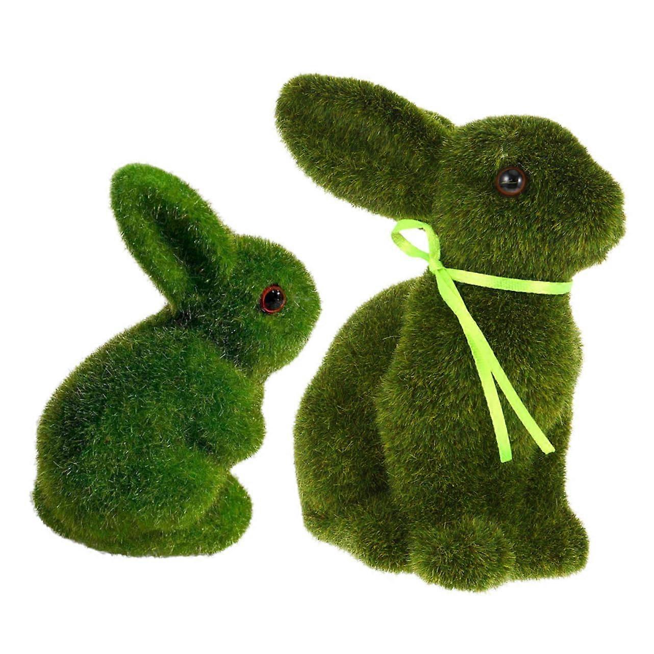 2er Set Flocked Bunny Figures Decorative Easter Bunnies For Garden And Balcony Handicraft Bunny Ornaments Spring Decoration For Easter