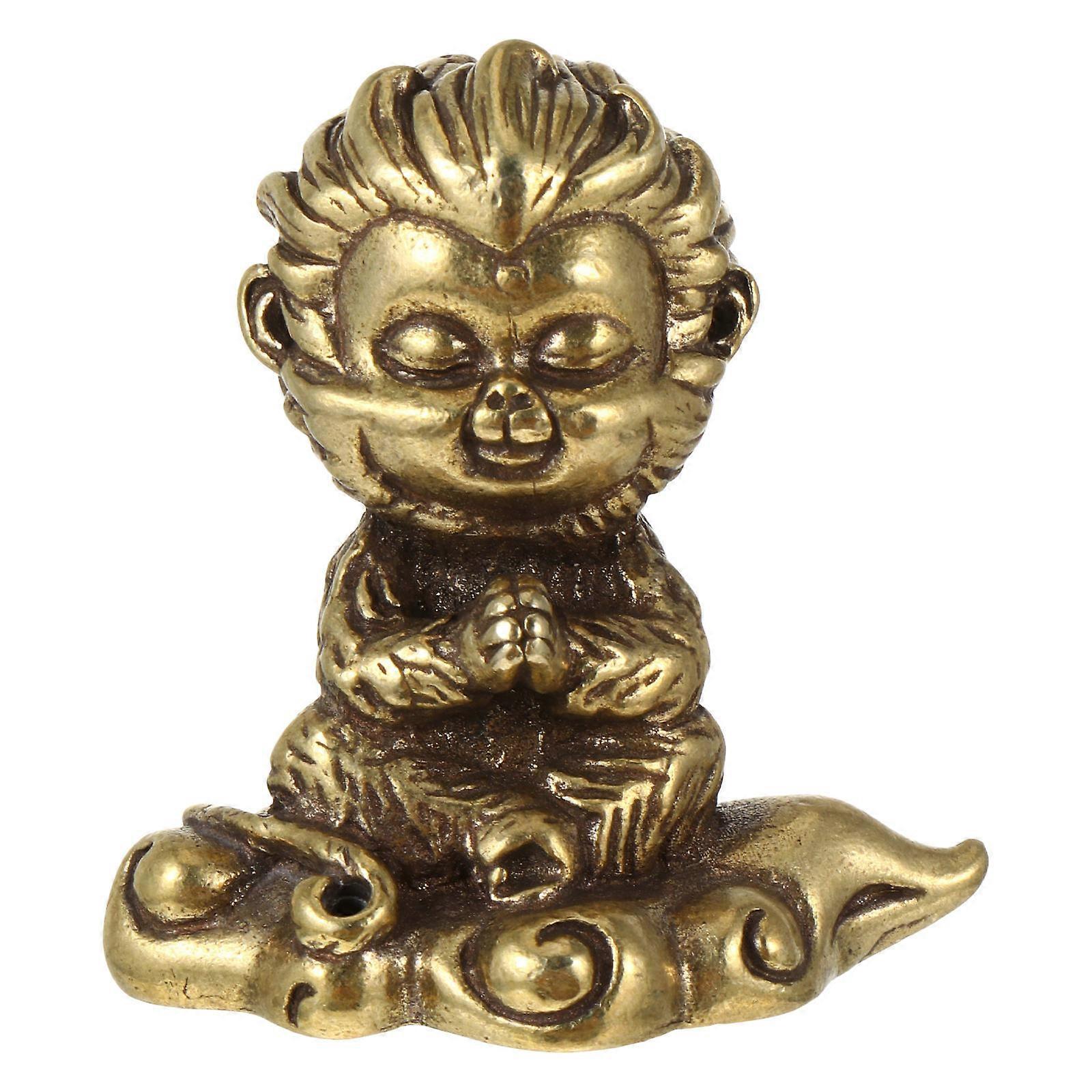 Desktop Decorative Statues Mini Statue Hand-Carved Brass Sculpture Office Space Adornment 4.7X4.5X2.5CM 1Pack