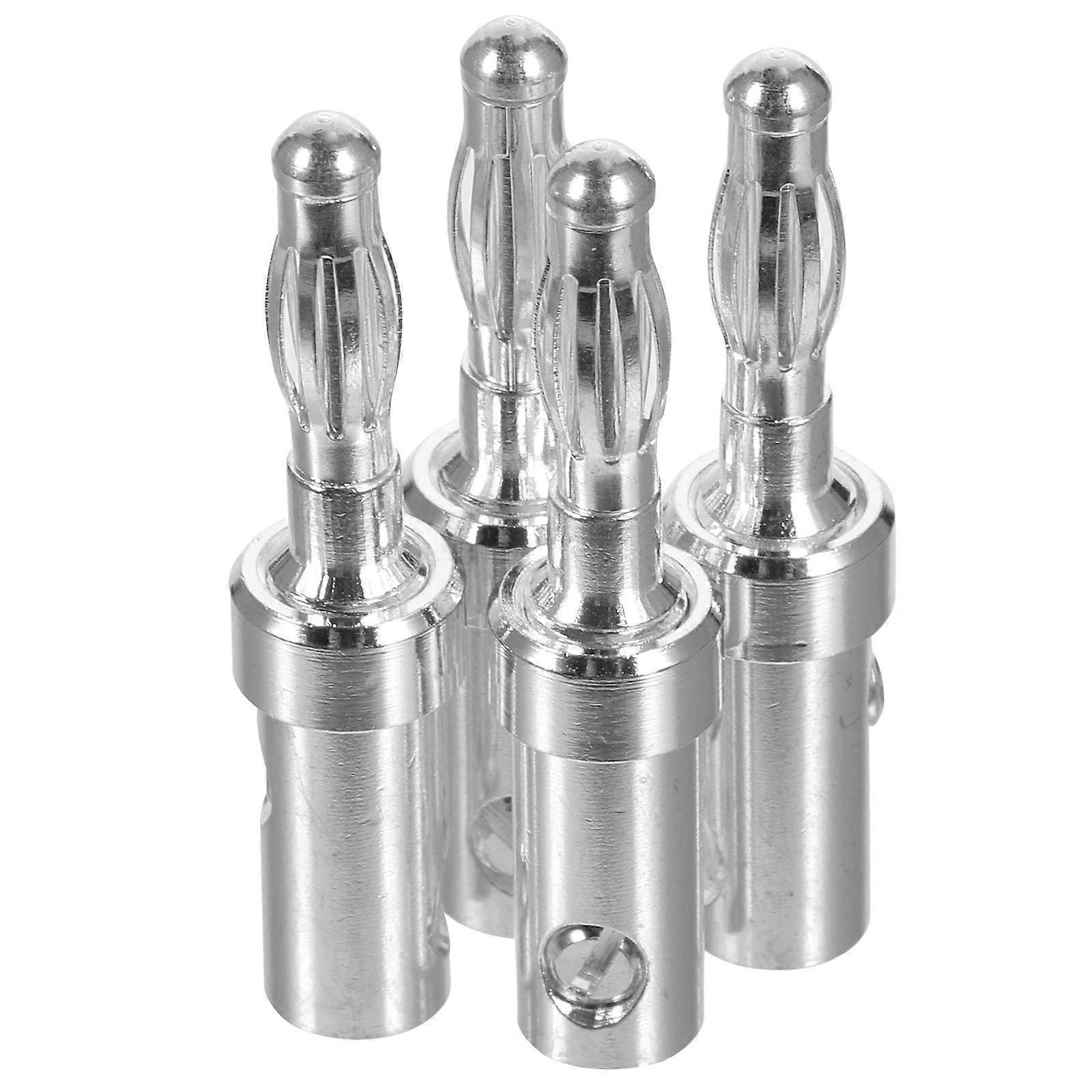 Audio Banana Plugs Banana Adapter Plug Improved Sound Transmission Silver Color 3.8x0.7x0.7CM 4Pcs