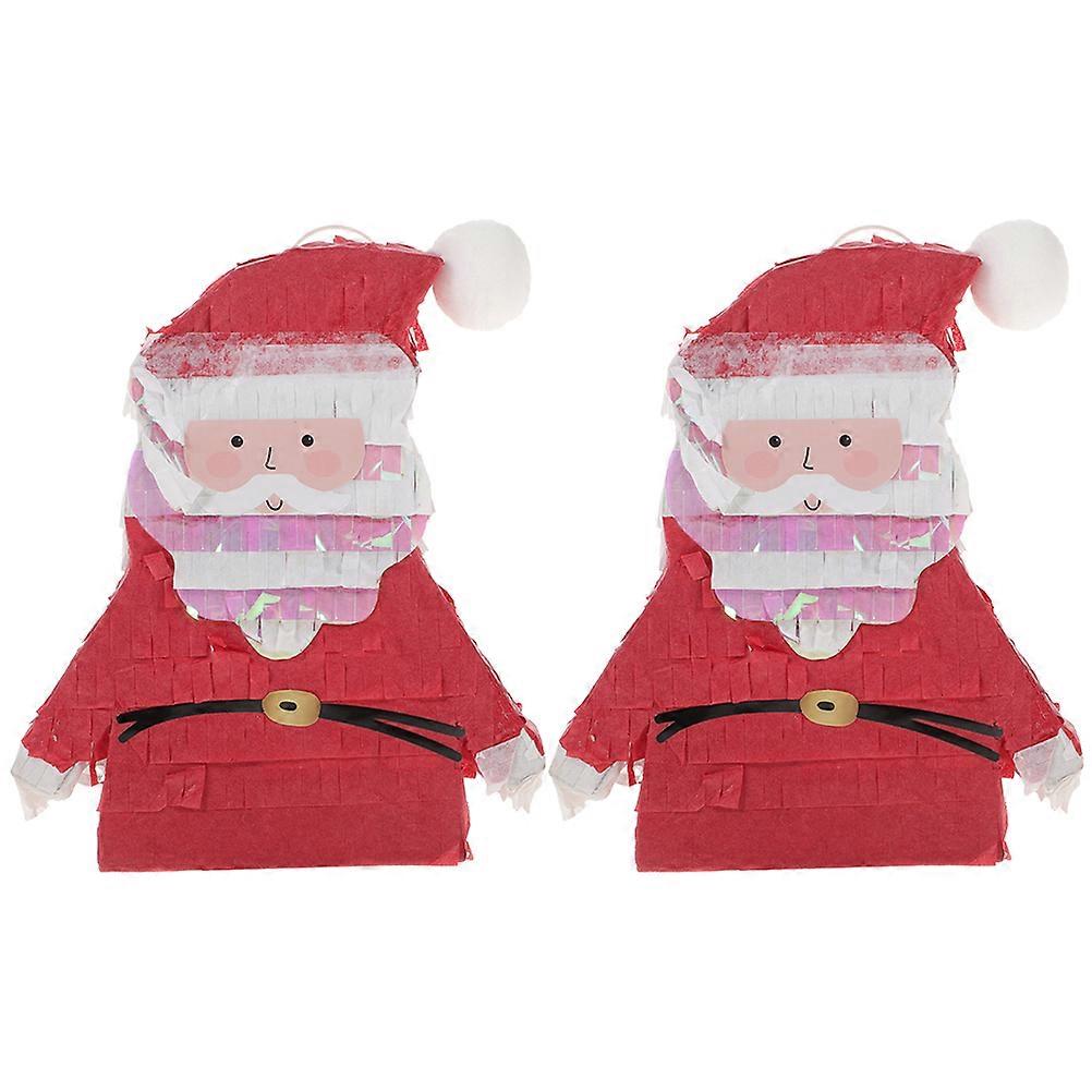 Filled Pinata Prop Santa Clause Shaped Pinata Christmas Candy Container 15.5X12.5X3CM 2Pcs