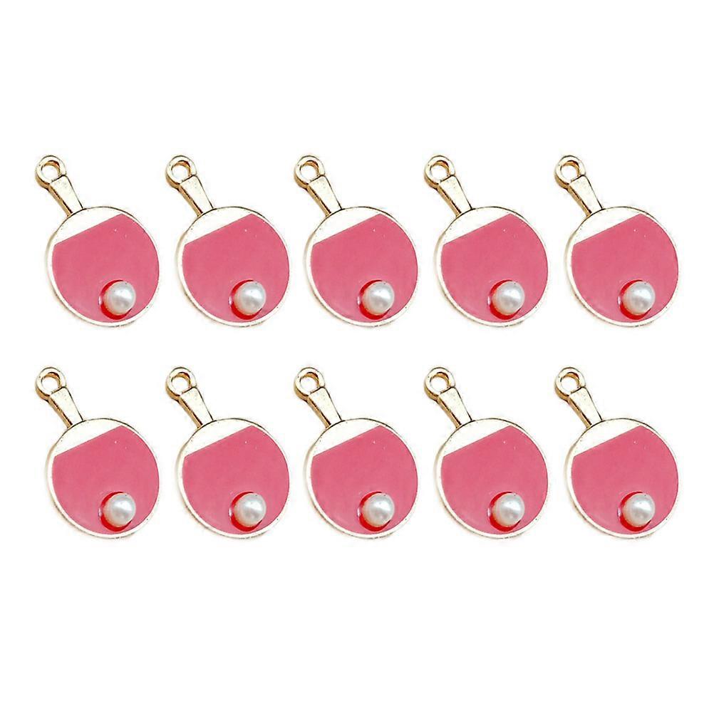 Charms For Jewellery Making Table Tennis Pendant Red Keychain Bag Decor Round 10Pcs