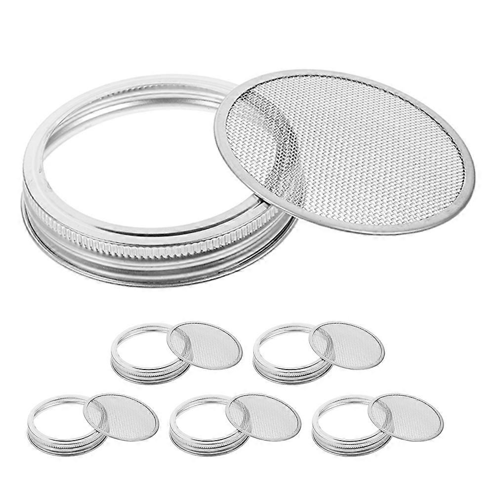 6pcs Stainless Steel Jar Lids with Mesh Screen for Ventilation, Drainage, Suitable for Growing Broccoli, Alfalfa & Sprouts