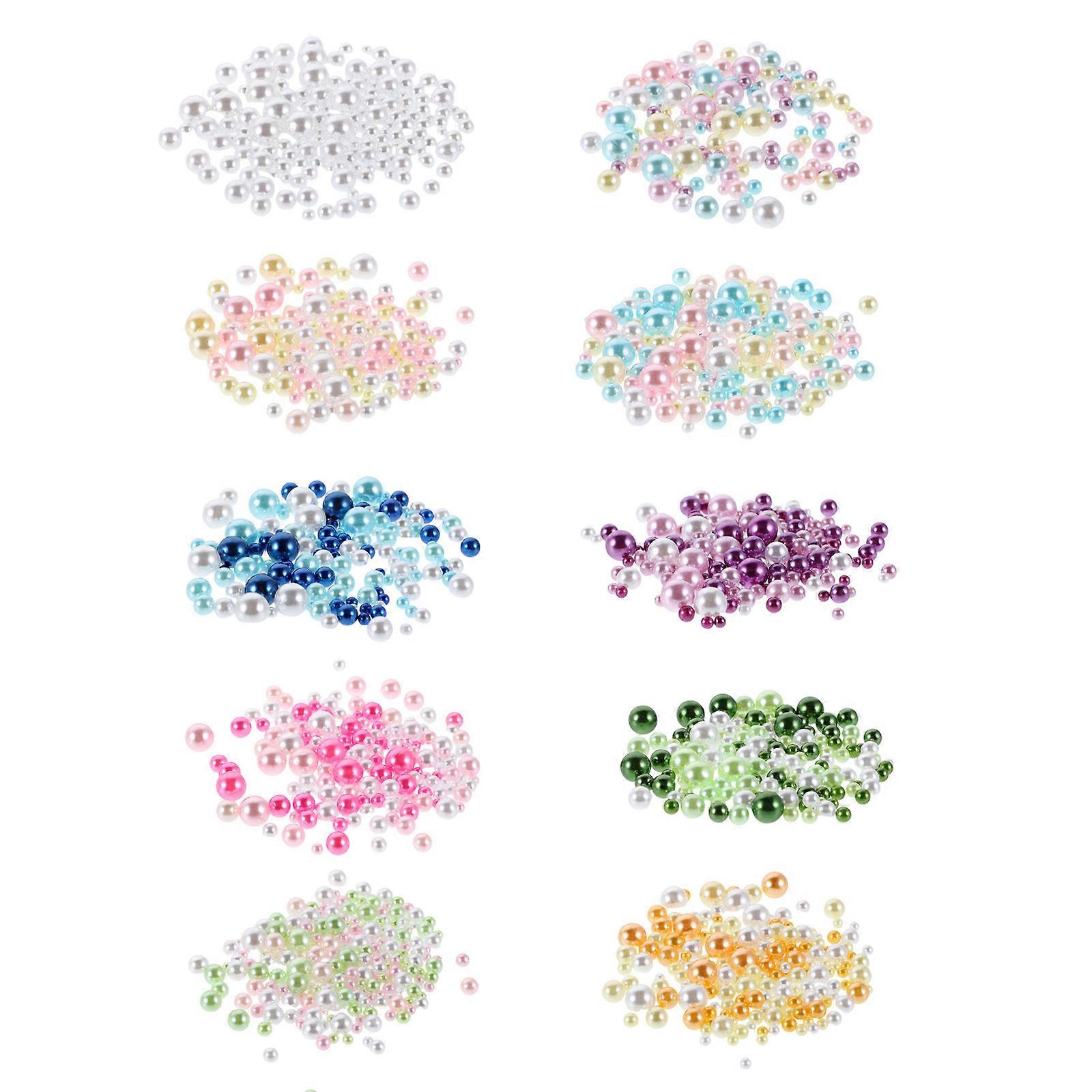 Colorful Faux Pearls No Hole Beads ABS Artificial Pearl for DIY Crafts, Hair Accessories, Vase Fillers, Creative Projects, and Festive Decorations