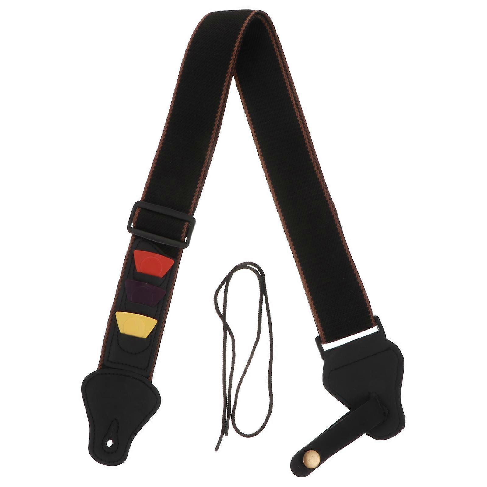 1 Set Fashionable Cotton Guitar Strap Kit with Pick Holder, Durable Woven Belt for Electric Bass Guitars, Enhanced Performance and Safety, Includes