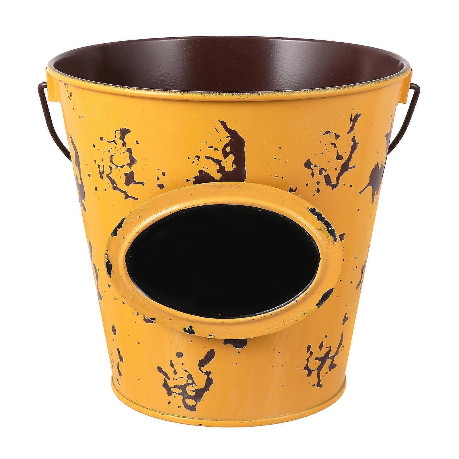 Decorative Flowerpot Iron Bucket Simple Flowerpot 16X15X11CM Indoor Decoration 1Pack