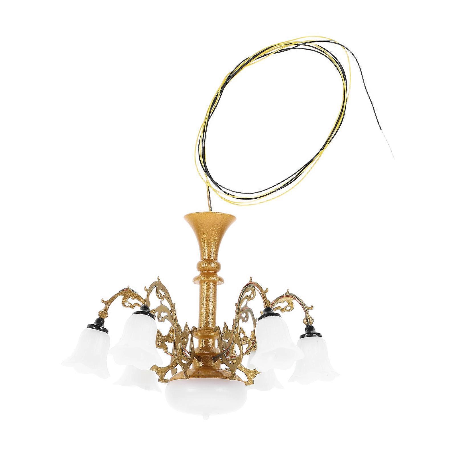 Miniature Chandelier Lamp, Tiny Ceiling Light for Sand Table House Decoration, Sturdy Material with Light Finish