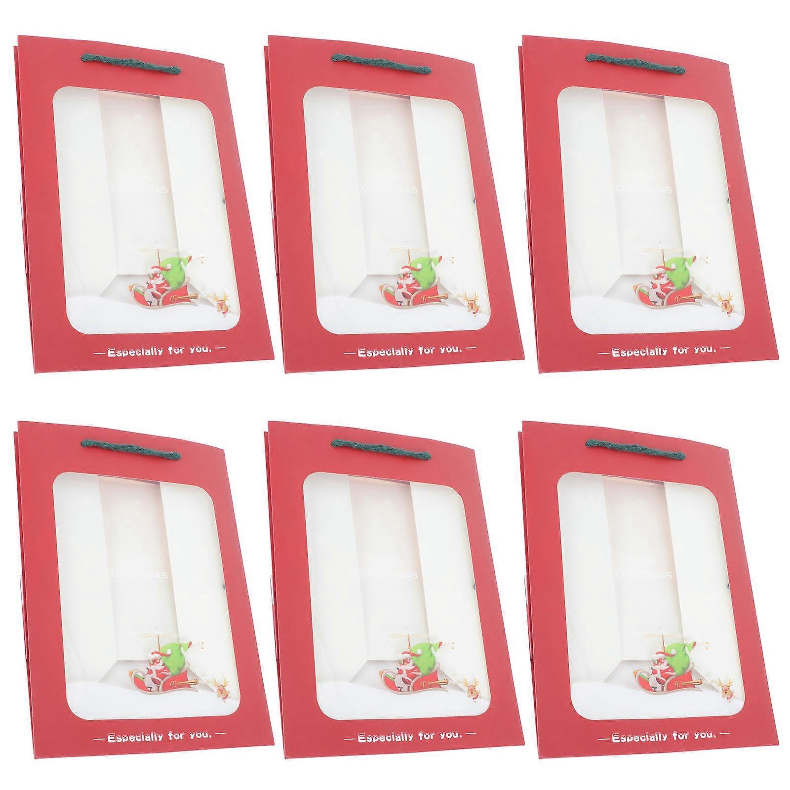 Red Christmas Gift Bag Set of 6 Paper for Storage 6.5x5.5x2.5 Inches