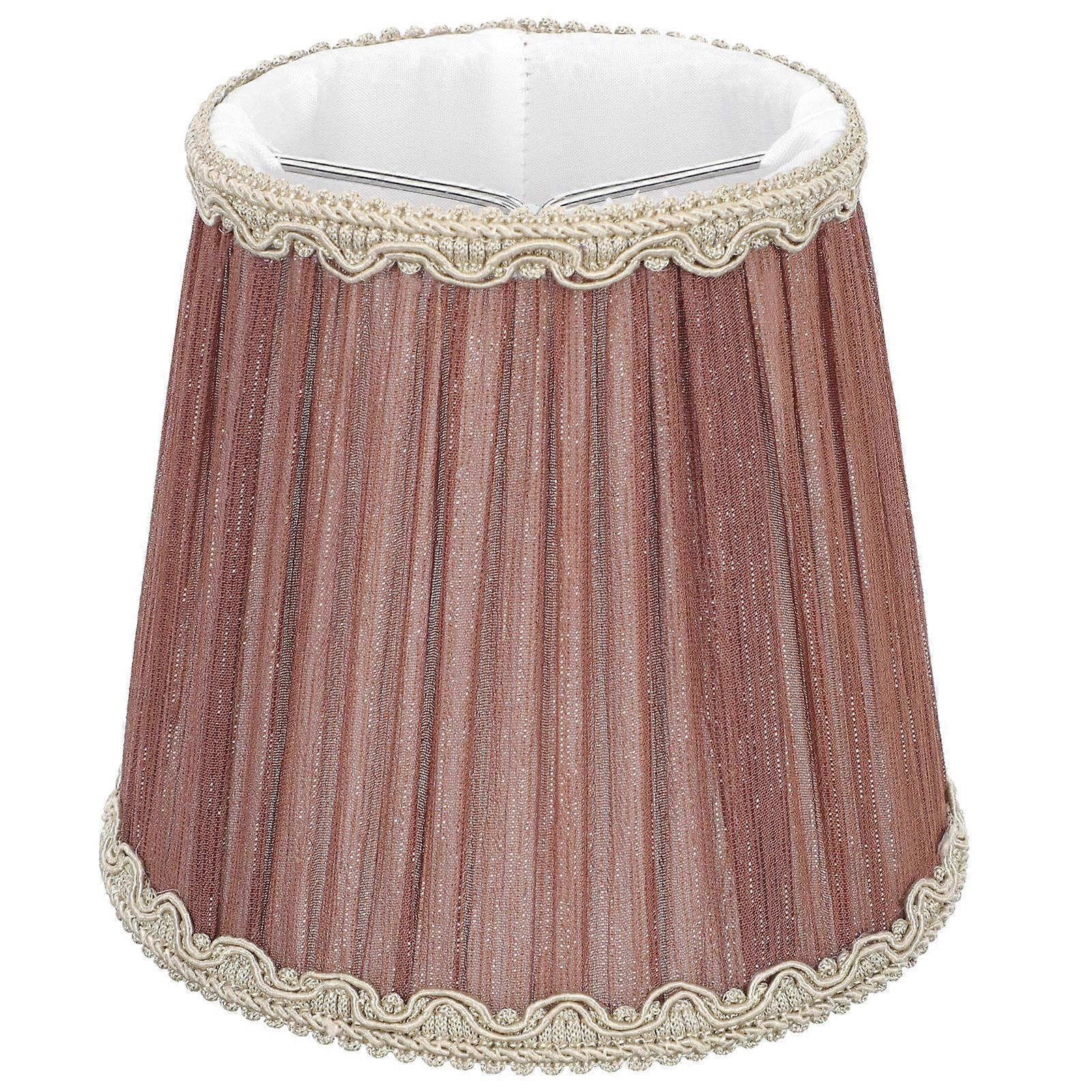 Small Lamp Shade European Style Desktop Light For Bedroom Warm Lighting Coffee 12X12CM Fabric Iron Add Color 1Pack
