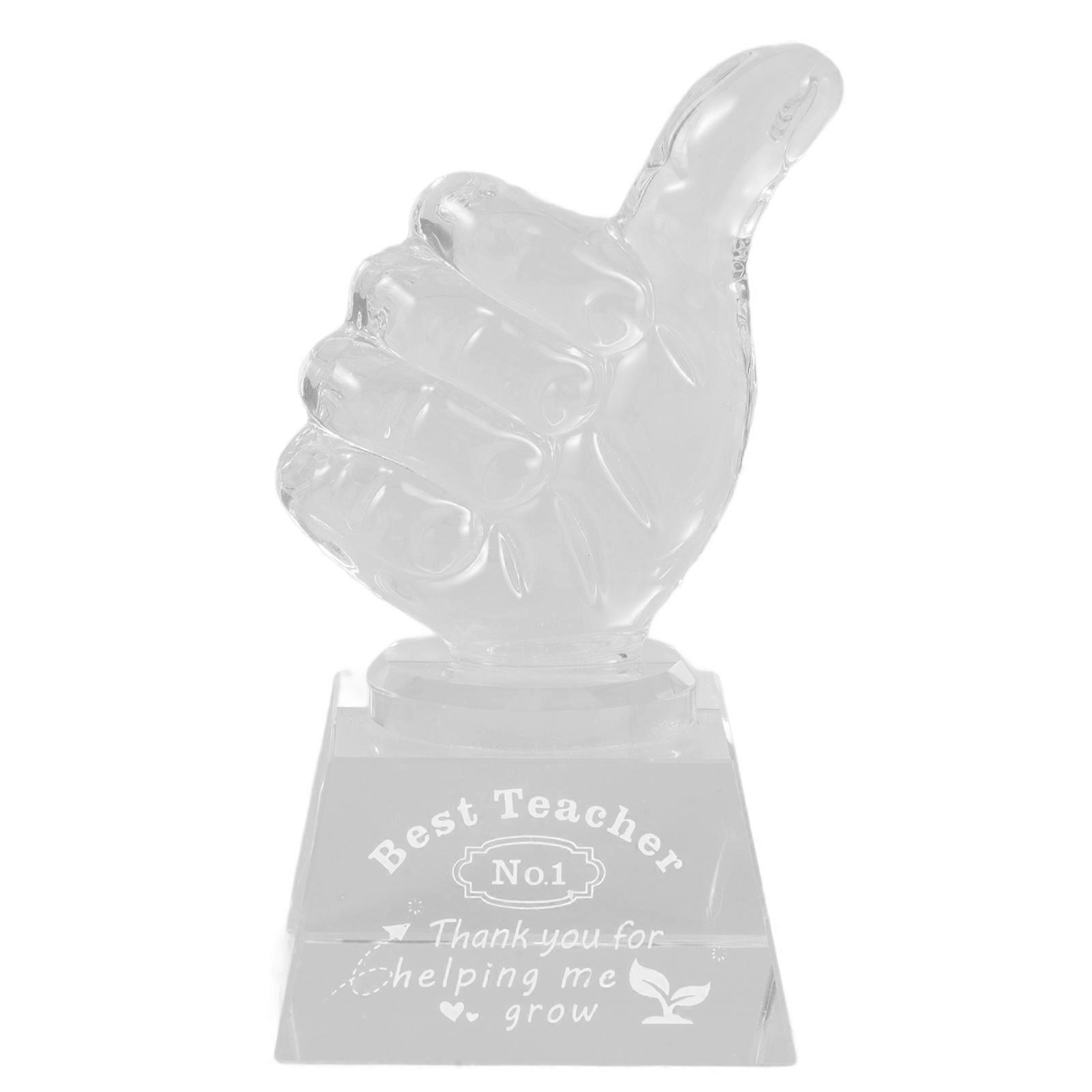 Hand Gesture Statues Crystal Trophy Thumb Shape Award Trophy For Teacher's Day 1Pack