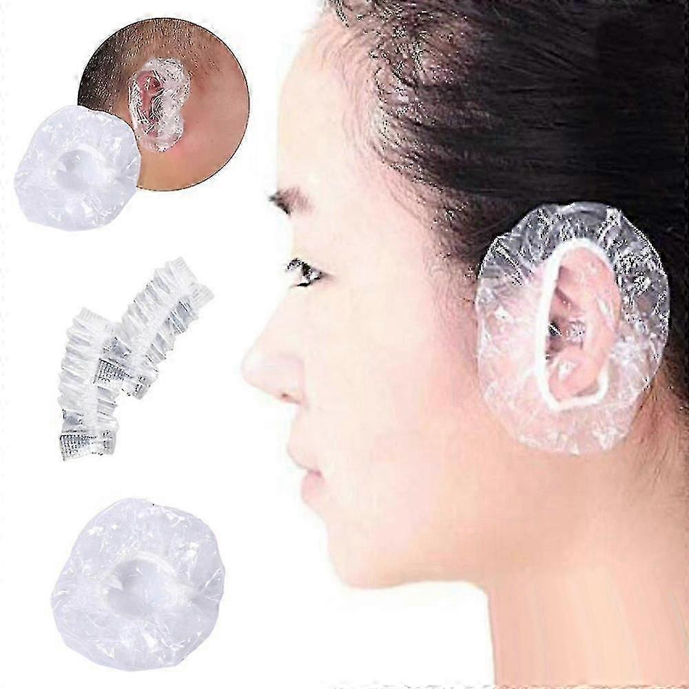 100pcs impermeables desechables transparentes cubierta para oídos de plástico orejeras protectoras de oído