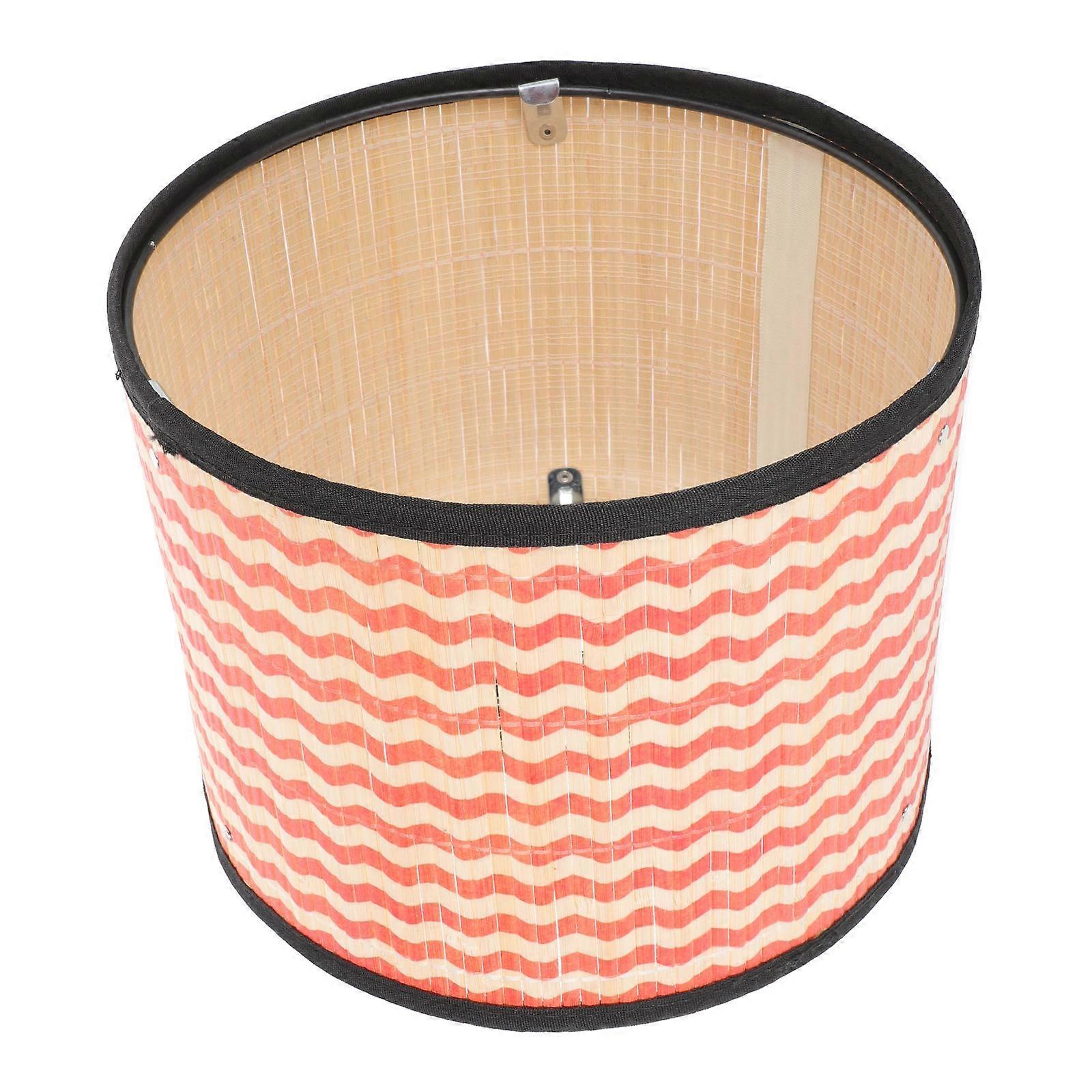 Vintage Printed Bamboo Lampshade for Home Decor Yellow Metal Lighting Cover Suitable for Most Lights
