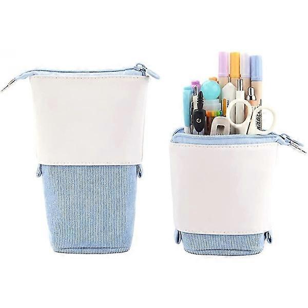 Foldable case, durable canvas pop-up stand case with zipper (blue)